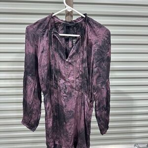 Olivaceous Purple/Black Tie-Dye Dress